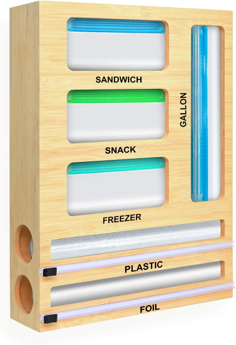 Magnetic Food Bag Storage Organizer for Drawer or Refrigerator, Compatible with Gallon,Quart, Sandwich, Snack & Variety Size Bags