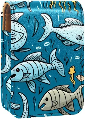 Makeup Organizer,Makeup Lipstick Case for Outside Mini Bag Travel Cosmetic Pouch,Anchor Walrus Fish Ocean