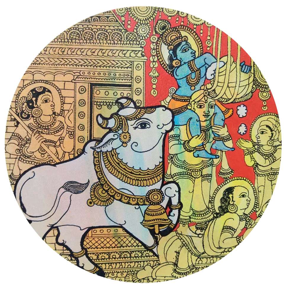Makhan Chor in Kalamkari by Hariath N