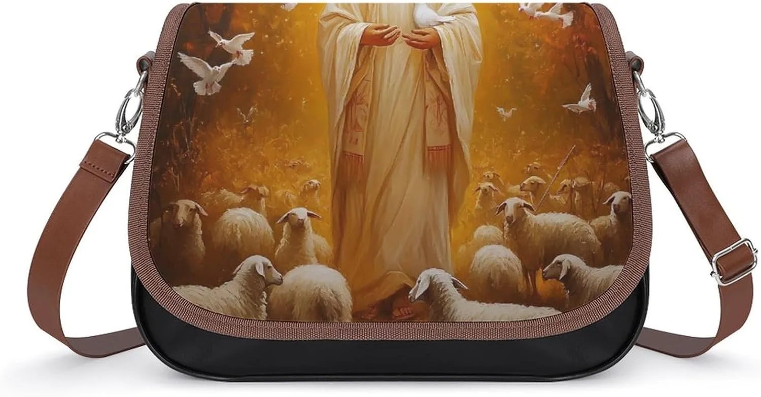 Man Flag Sheep Doves Fashion Crossbody Bags for Women Lightweight Shoulder Handbags Travel Purse with Strap Custom Gifts