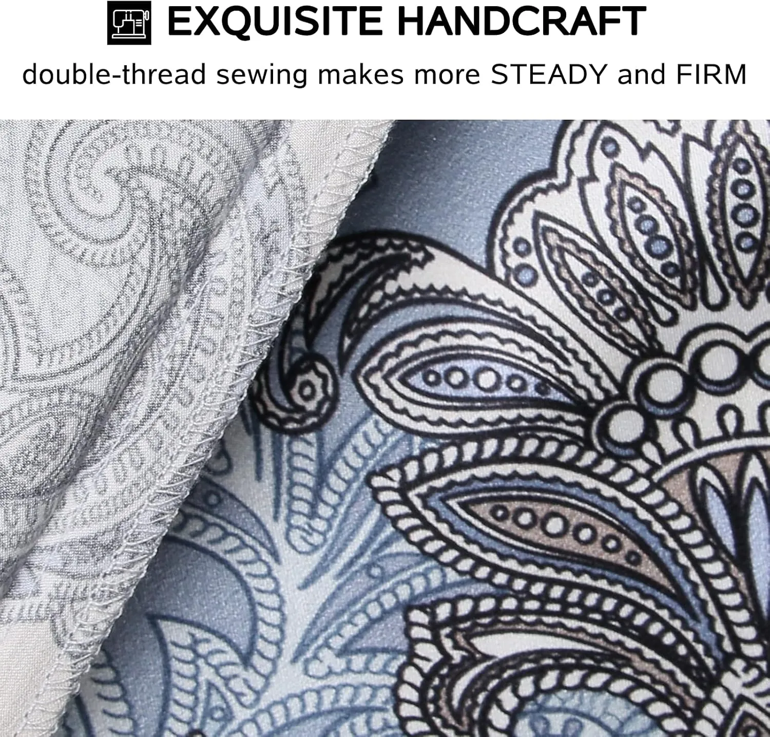 MANSPHIL 22 Momme Silk Paisley Pillowcase, Blue Gray Floral Print, 100% Mulberry Silk Pillow Cases Cover Zipper Closure, Hypoallergenic Beauty Care- Standard Size, 20" x 26"