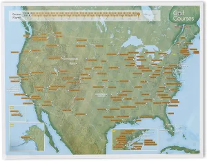 Maps International - Scratch Off USA Map Golf Print - Gifts for Golfers - 17 x 22 inches