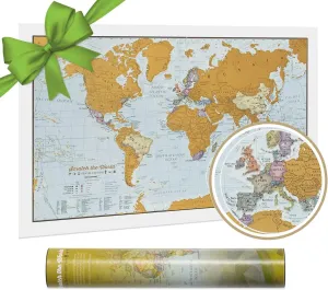 Maps International Scratch The World Travel Edition Map Print - 11.69 x 16.53 in