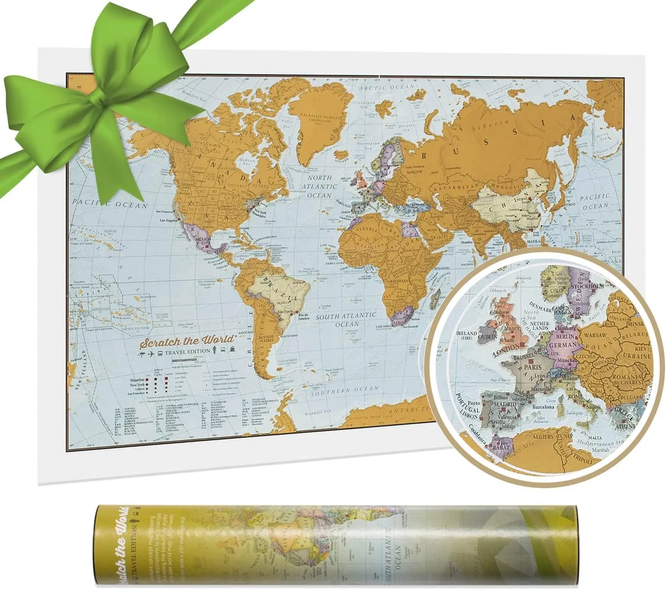 Maps International Scratch The World Travel Edition Map Print - 11.69 x 16.53 in
