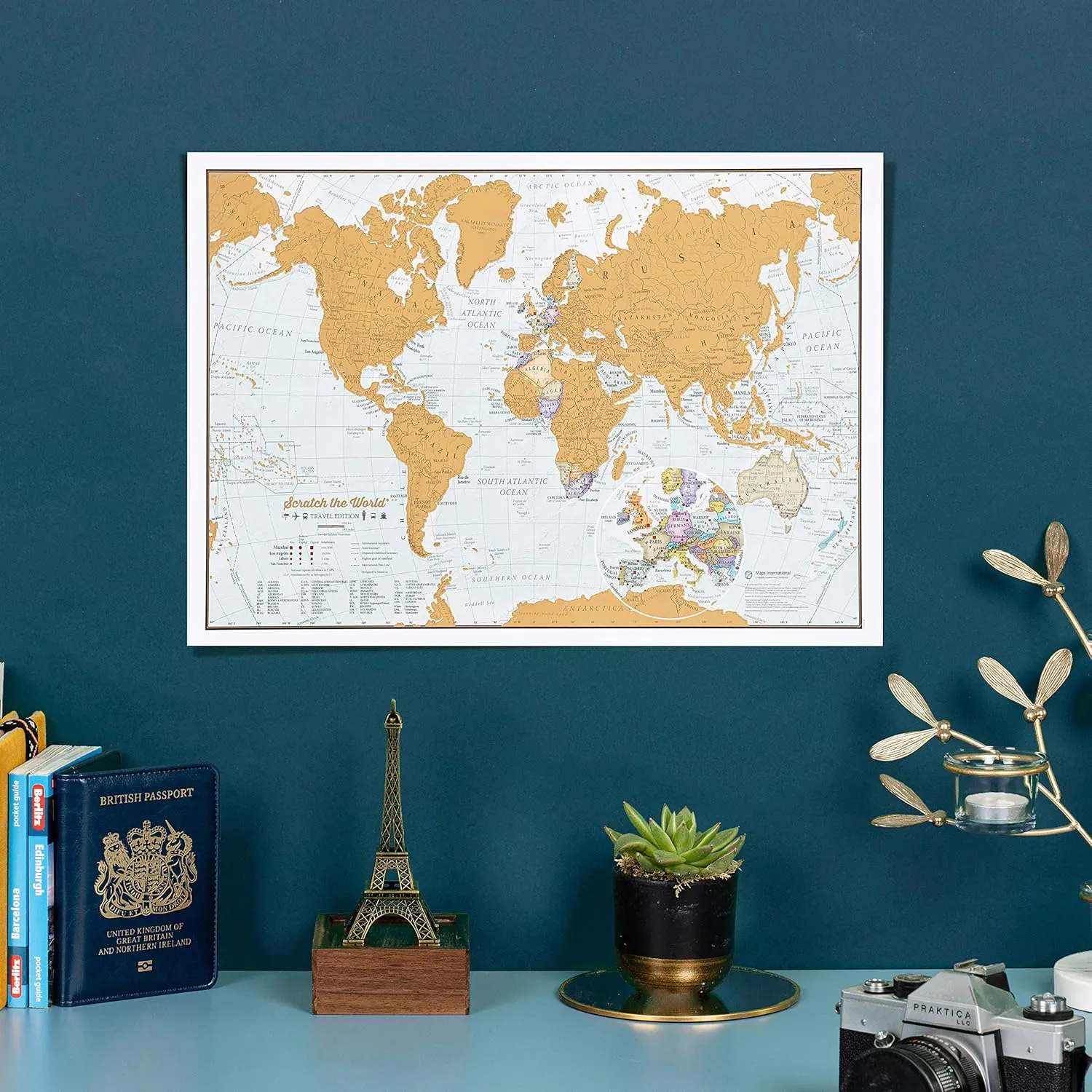Maps International Scratch The World Travel Edition Map Print - 11.69 x 16.53 in