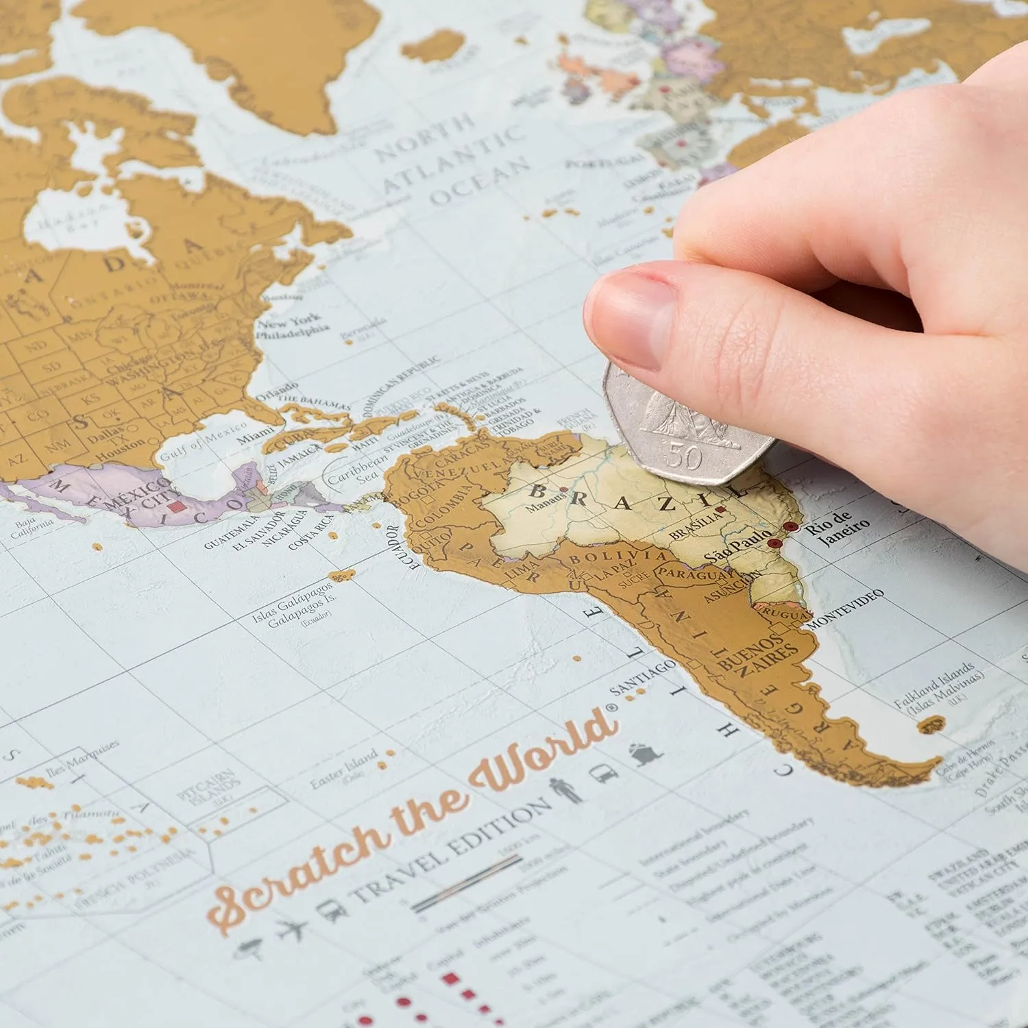 Maps International Scratch The World Travel Edition Map Print - 11.69 x 16.53 in