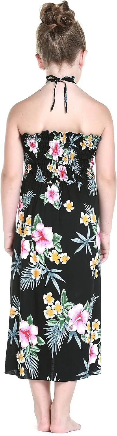 Matching Father Daughter Hawaiian Luau Cruise Outfit Shirt Dress Hibiscus Blue