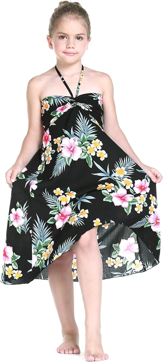 Matching Father Daughter Hawaiian Luau Cruise Outfit Shirt Dress Hibiscus Blue