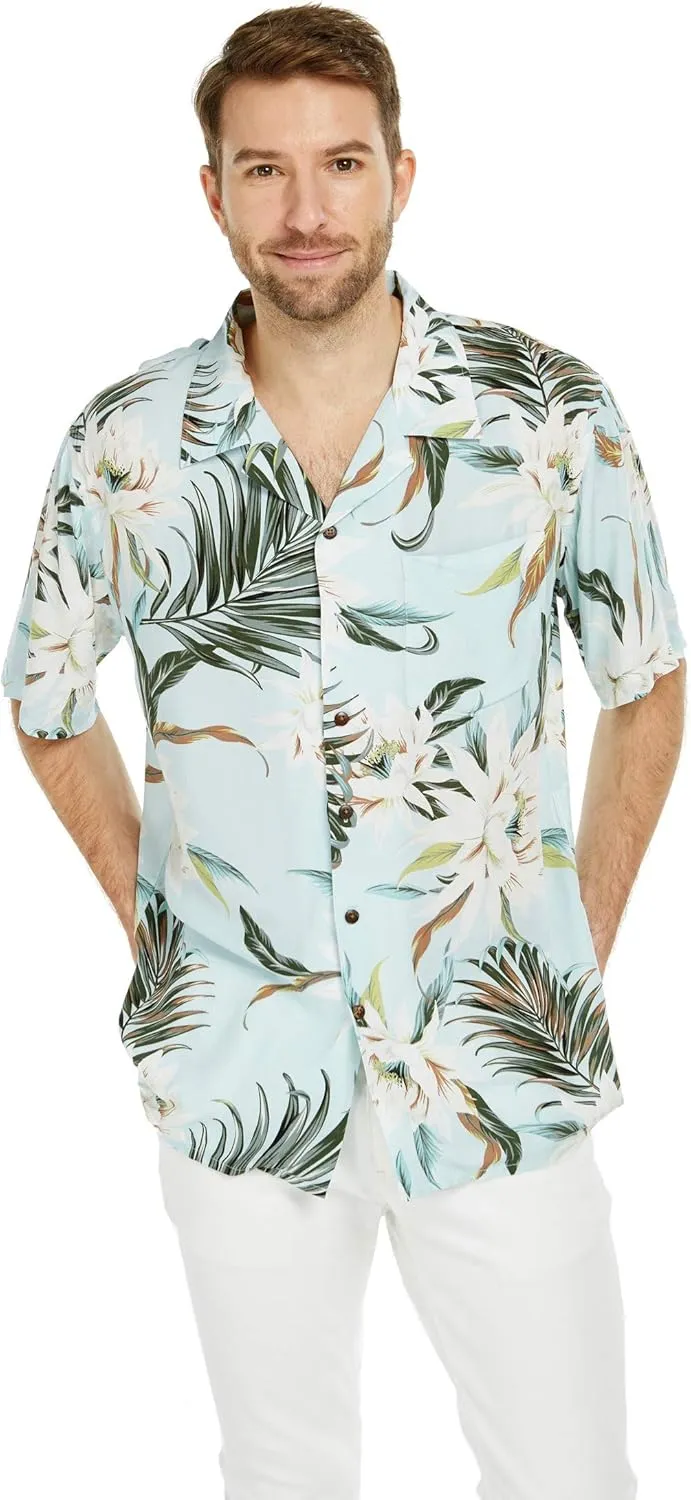 Matching Father Daughter Hawaiian Luau Cruise Outfit Shirt Dress Hibiscus Blue