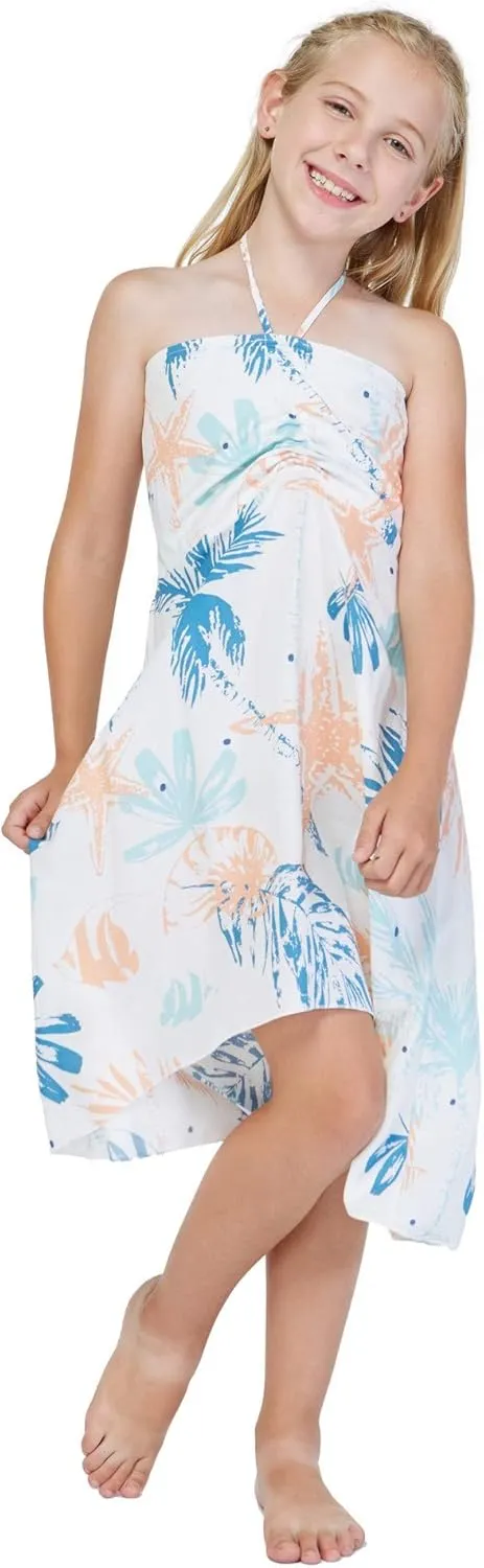 Matching Father Daughter Hawaiian Luau Cruise Outfit Shirt Dress Hibiscus Blue