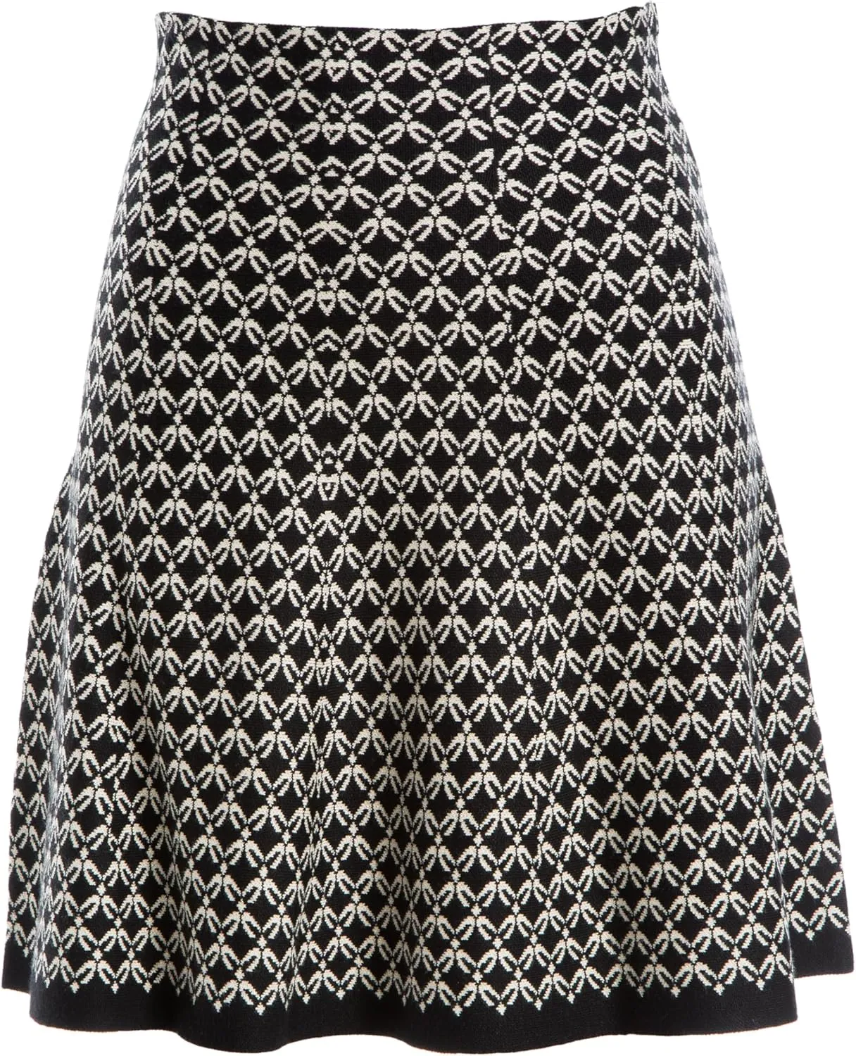 Max Studio Women's A-line Flared Stretchy Knit Jacquard Skater Mini Sweater Skirt