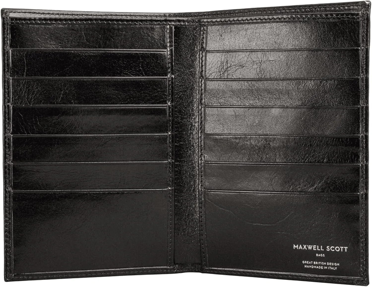 Maxwell Scott - Mens Luxury Leather Tall Billfold Jacket Dress Wallet for Pocket - Made in Italy - The Pianillo Black