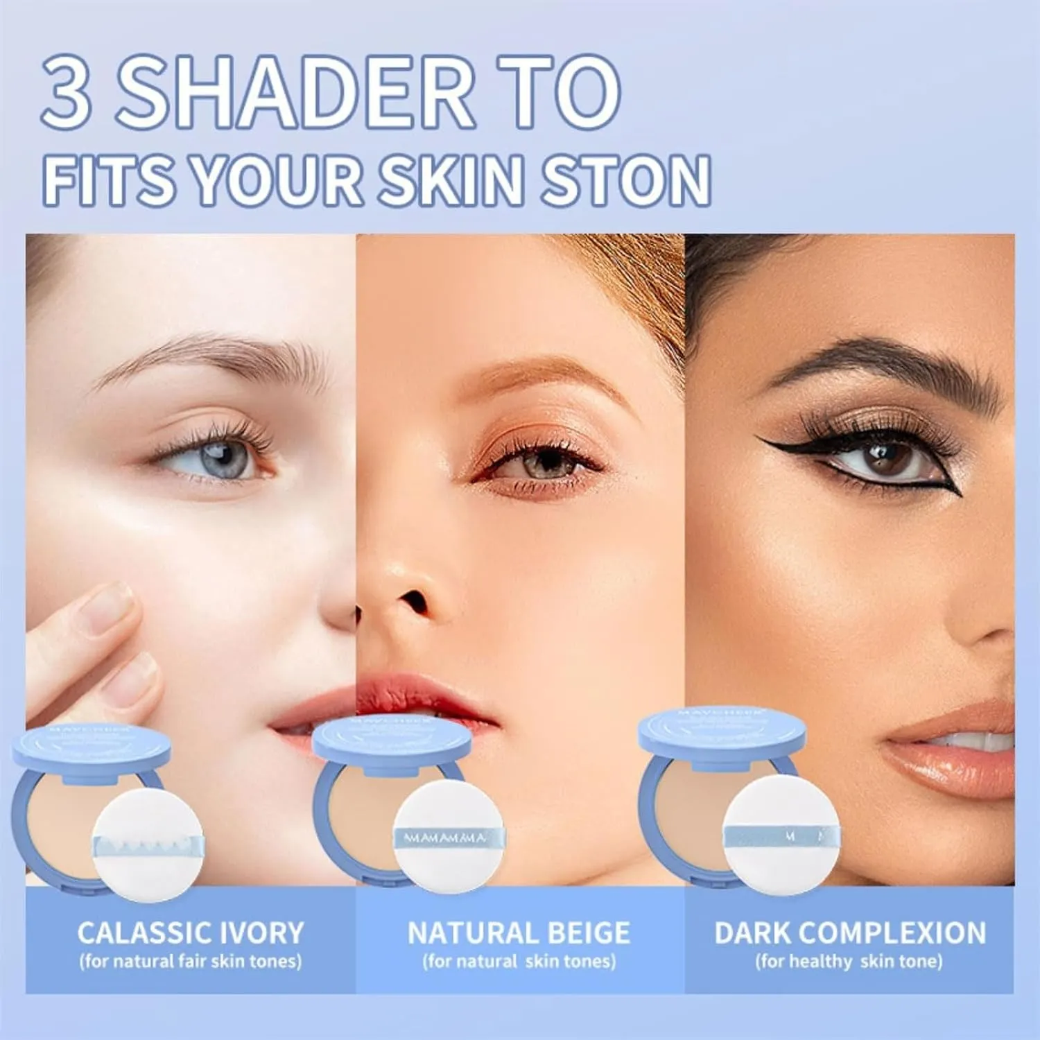 Maycheer Lasting Waterproof Face Powder, Gel Compact Powder, Matte Smooth Setting Powder Makeup, Lightweight Oil Control Facial Powder, Control Shine&smooth Complexion (05 Honey)