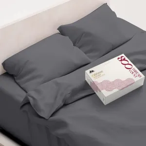 Mayfair Linen 100% Egyptian Cotton Bed Sheets Queen Set - Luxury 800 Thread Count Queen Size Sheets Set, Soft, Cooling, Fully Elasticized Sateen Weave Hotel Quality Bedding Set (4 PC, Dark Grey)
