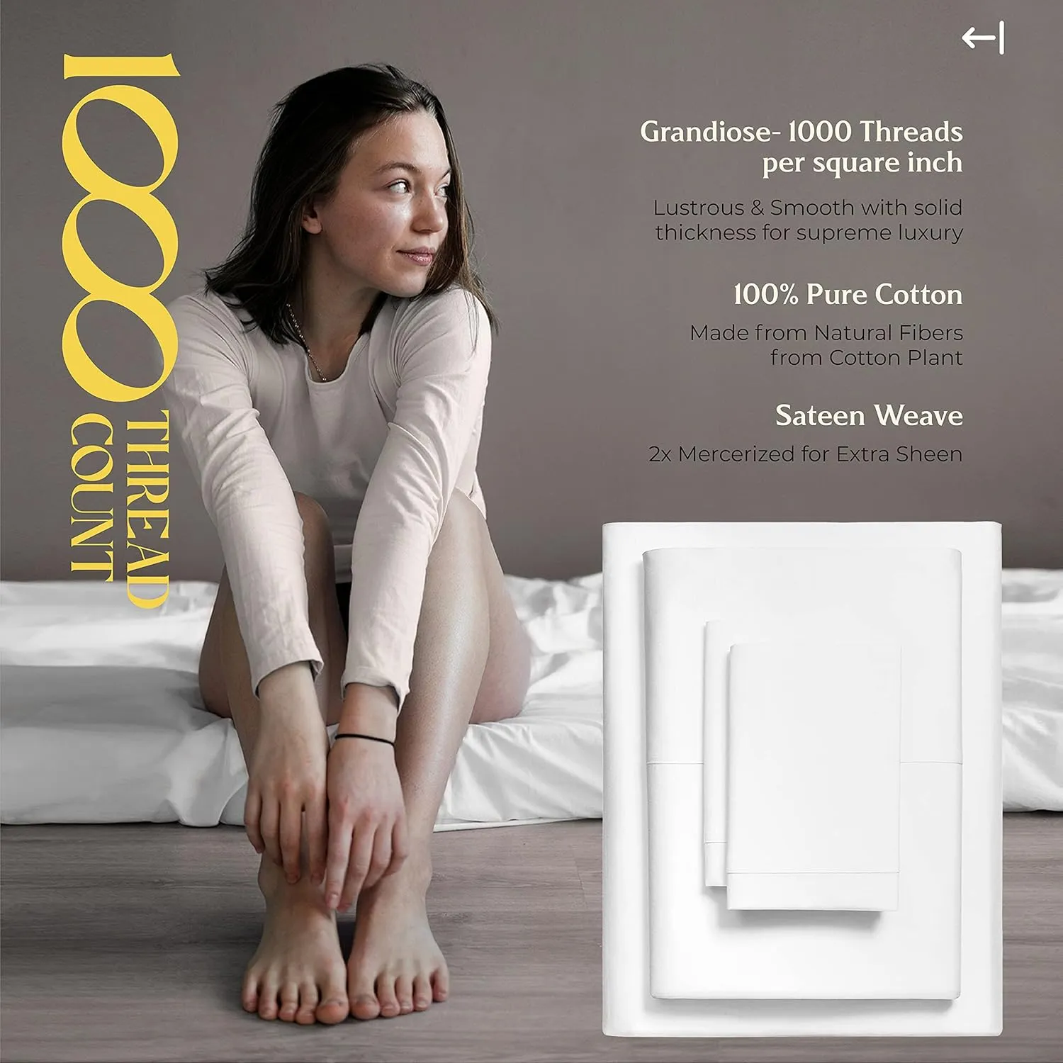 Mayfair Linen 100% Egyptian Cotton King Size Sheet Set - 6 PC 1000 Thread Count White King Size Sheets Set Egyptian Cotton, 16" Deep Pocket, Soft Cooling Sateen Weave Ultra Luxury Hotel Bedding Set