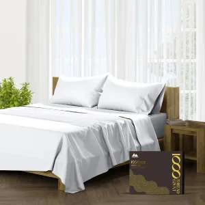 Mayfair Linen 100% Egyptian Cotton King Size Sheet Set - 6 PC 1000 Thread Count White King Size Sheets Set Egyptian Cotton, 16" Deep Pocket, Soft Cooling Sateen Weave Ultra Luxury Hotel Bedding Set