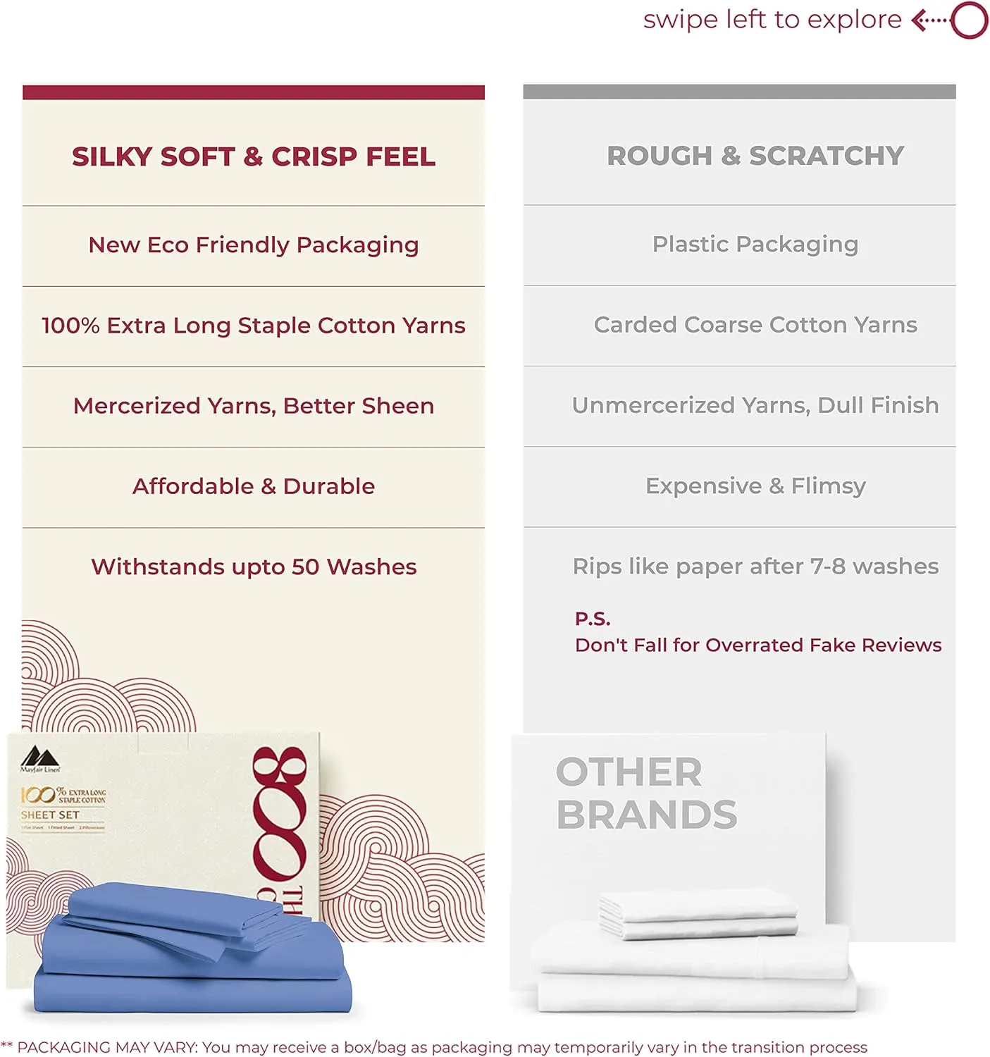 MAYFAIR LINEN 100% Egyptian Cotton Sheets Twin Size - 800 High Thread Count 3 PC Extra Long Twin Sheets for Dorm, 16" Deep Pocket Soft Cooling Sheets, Luxury Hotel Sheets for Twin Size Bed - Deep Blue