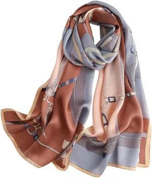 MEISEE 100% Mulberry Silk Long Scarf for Women Large Oblong Sunscreen Shawls Wraps Neck Headscarf Hair Wraps with Gift Packed (23-Coffee   Gray)