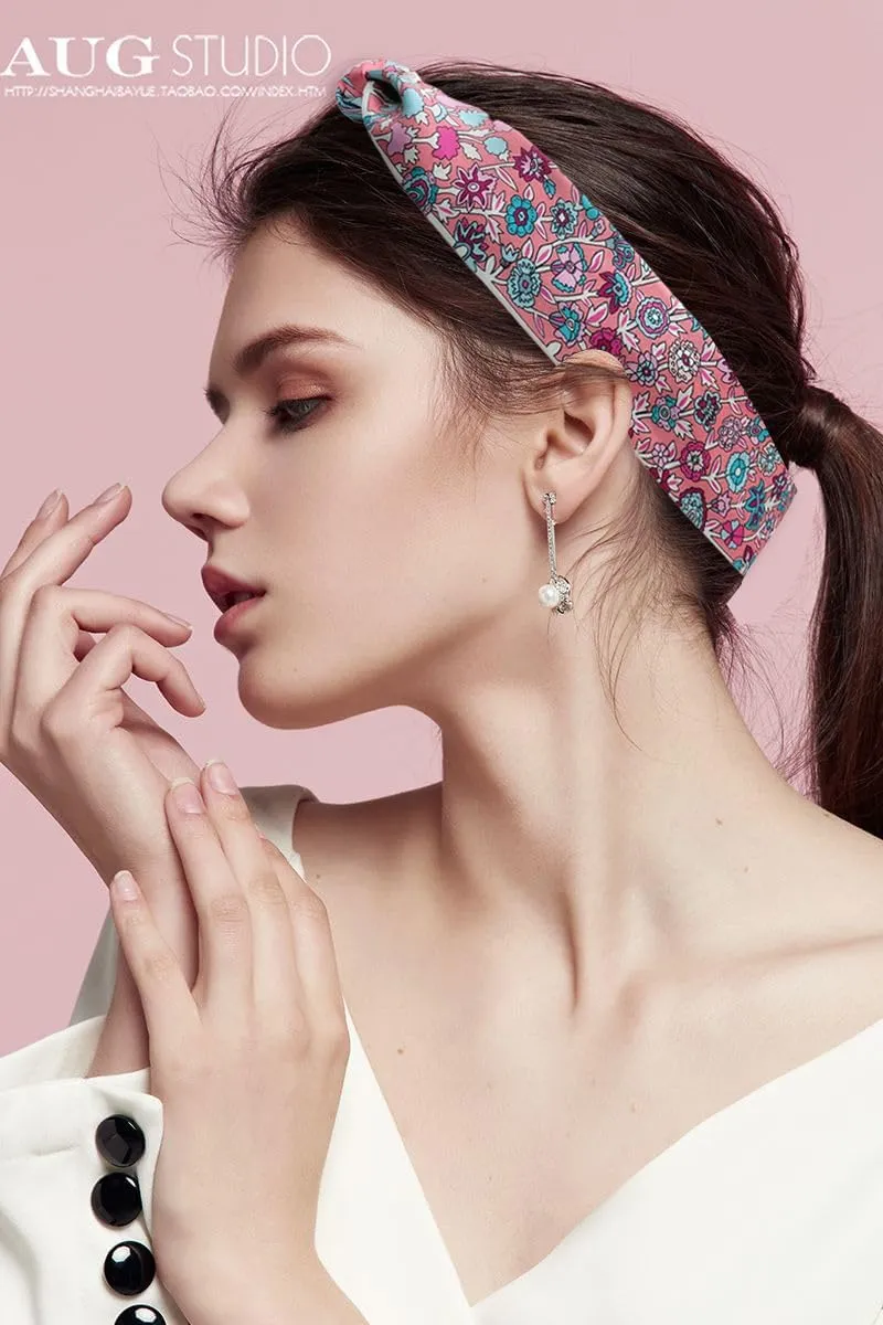 MEISEE Mulberry silk Scarf hair ribbons for hair handbag scarf Tie Bundle Scarf Neckerchief Head Scarf for women 2"*35"