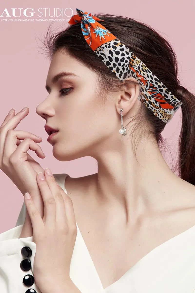 MEISEE Mulberry silk Scarf hair ribbons for hair handbag scarf Tie Bundle Scarf Neckerchief Head Scarf for women 2"*35"