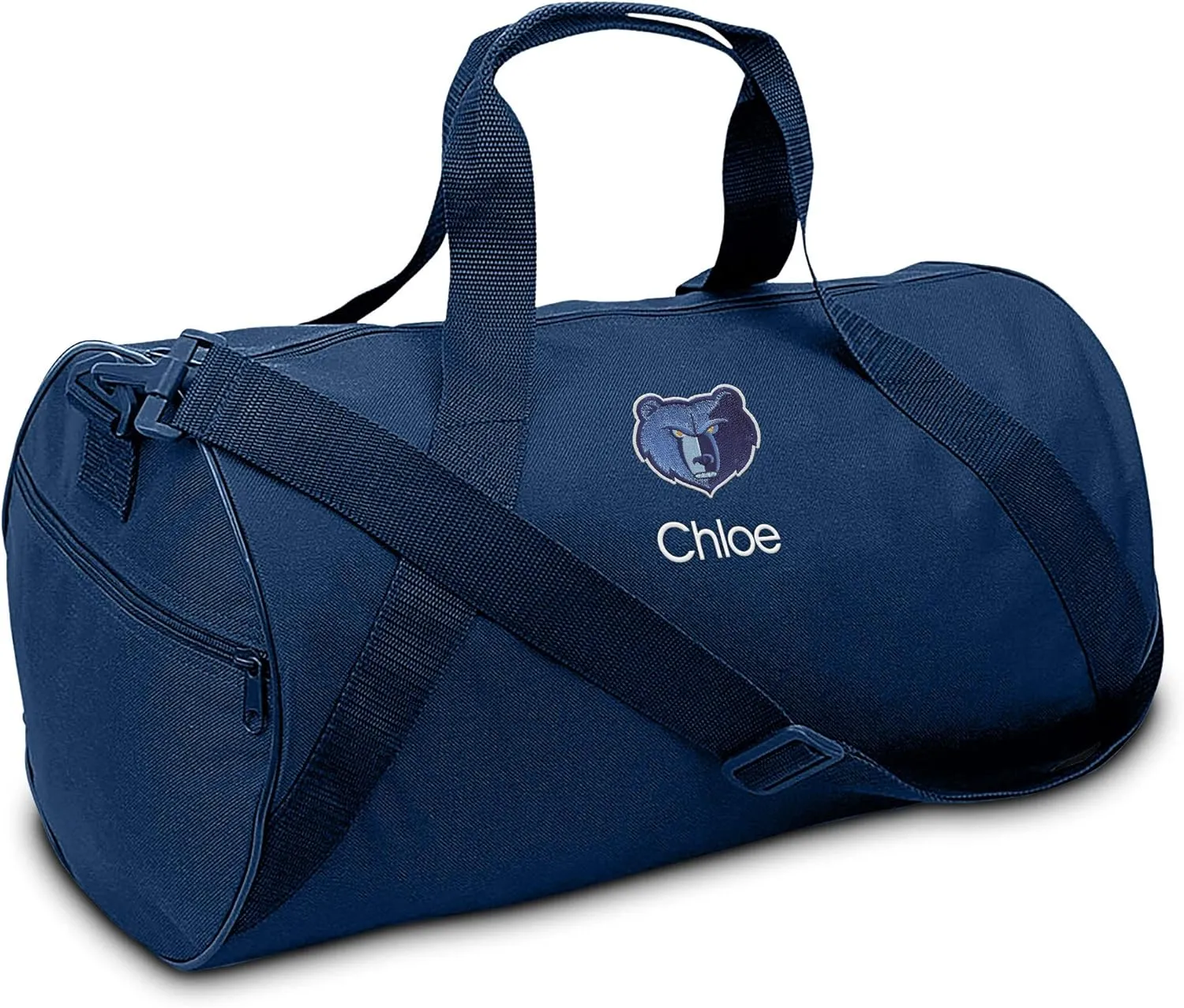 Memphis Grizzlies Personalized Duffel Bags for Kids - Official NBA Logo Embroidery, Removable Shoulder Strap, Polyester, 19” x 14” (Navy Blue)