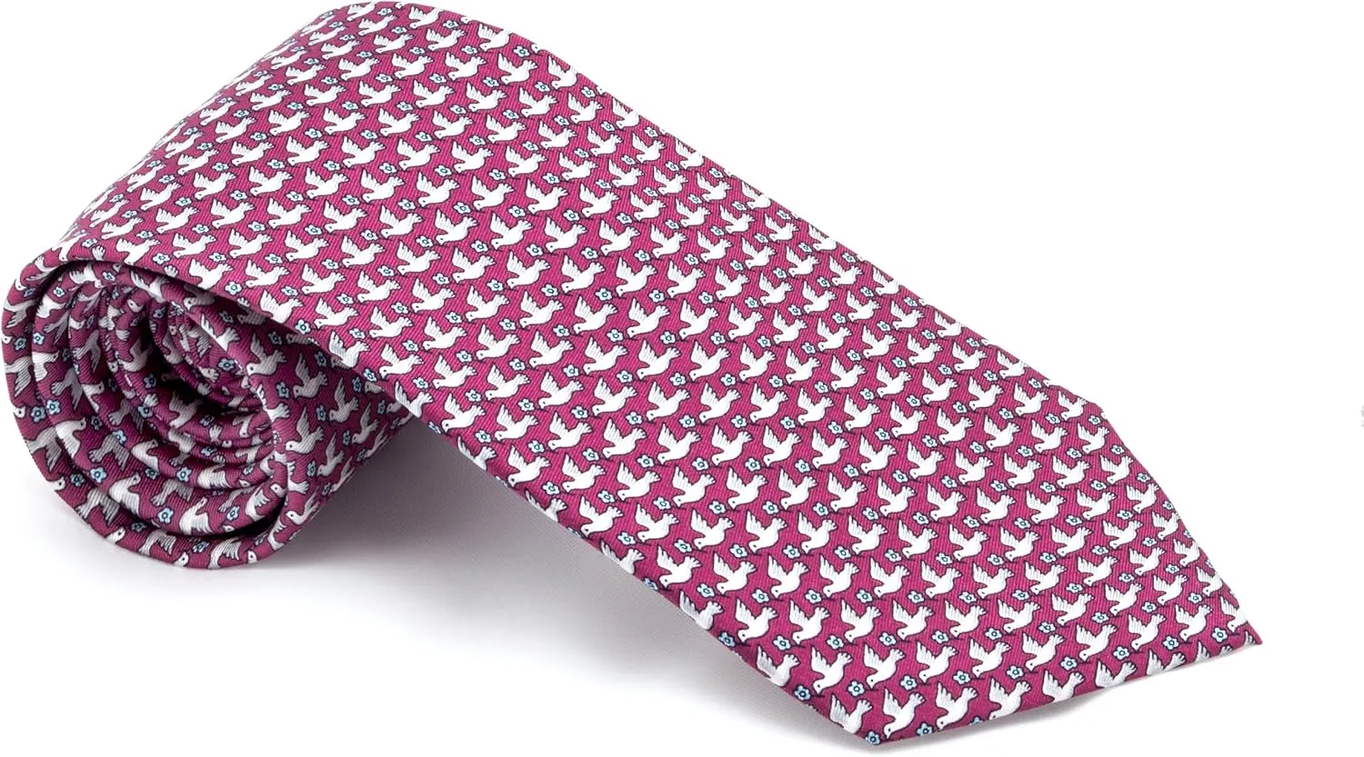 Men's 100% Silk Neckties Dove Printed Tie (Mulberry Purple)