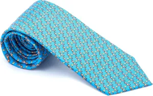 Men's 100% Silk Neckties Giraffe Printed Tie (Sky Blue)