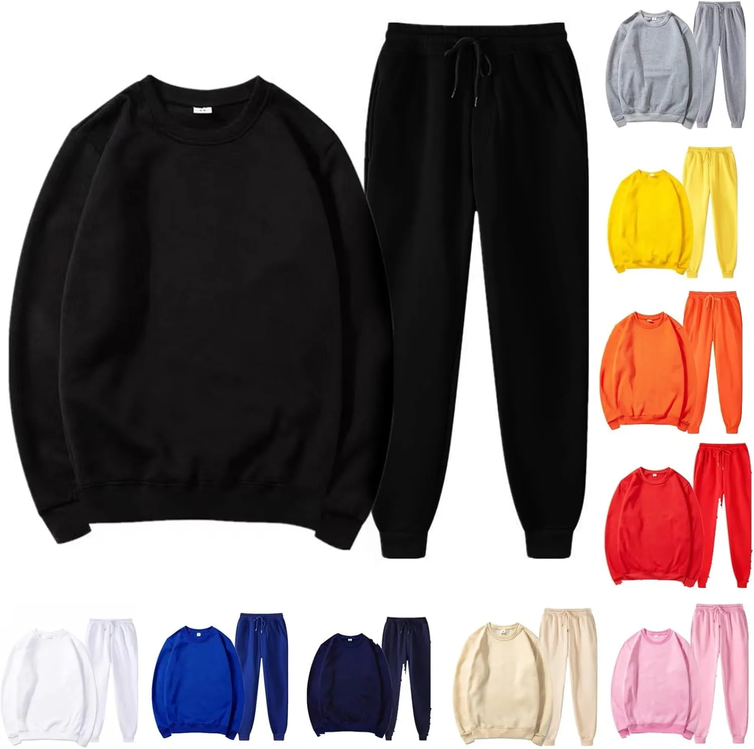 Mens 2 Piece Outfits Casual Crewneck Pullover Sweatshirt Tracksuit Joggers Sweatpants Sweatsuit Sets with Pockets