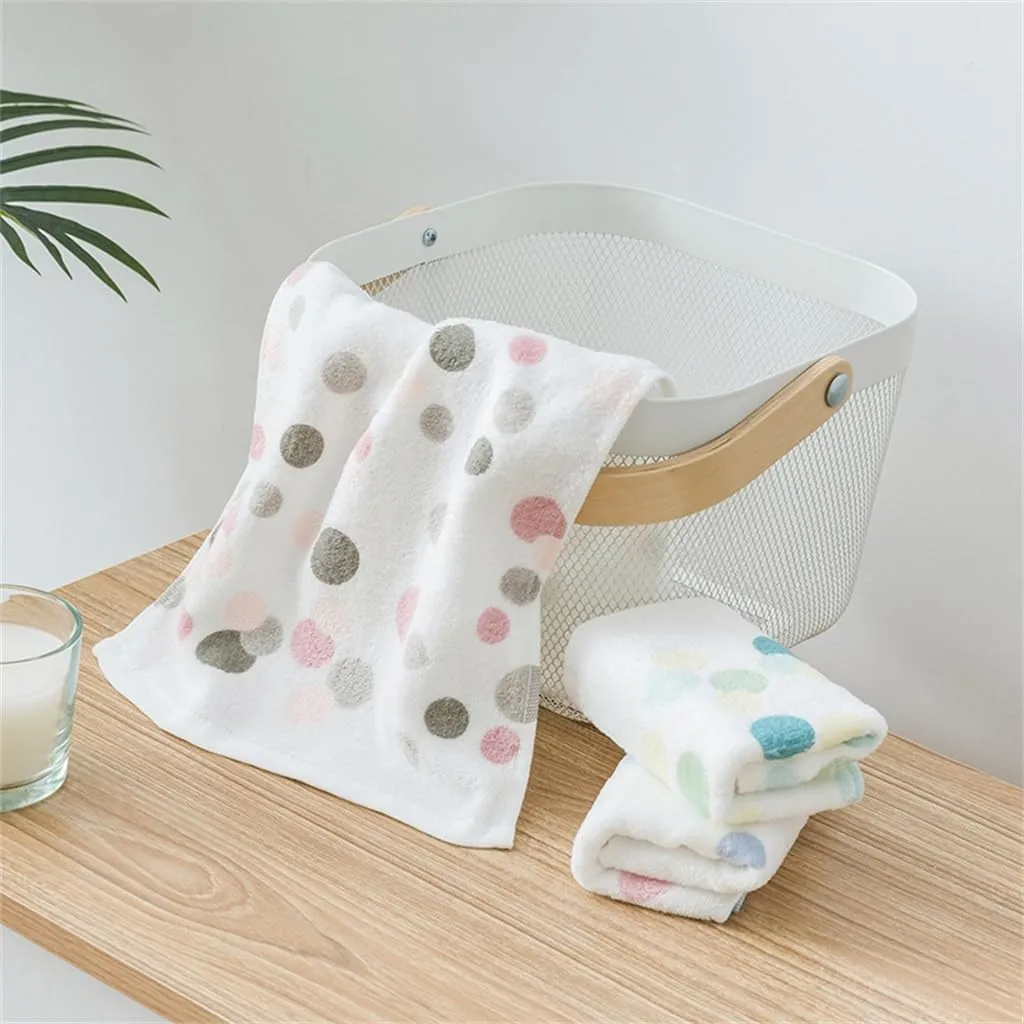 Men's & Women's Soft Cotton Organic Cotton Face Towel 25 * 50 Polka Dot Print(Black)