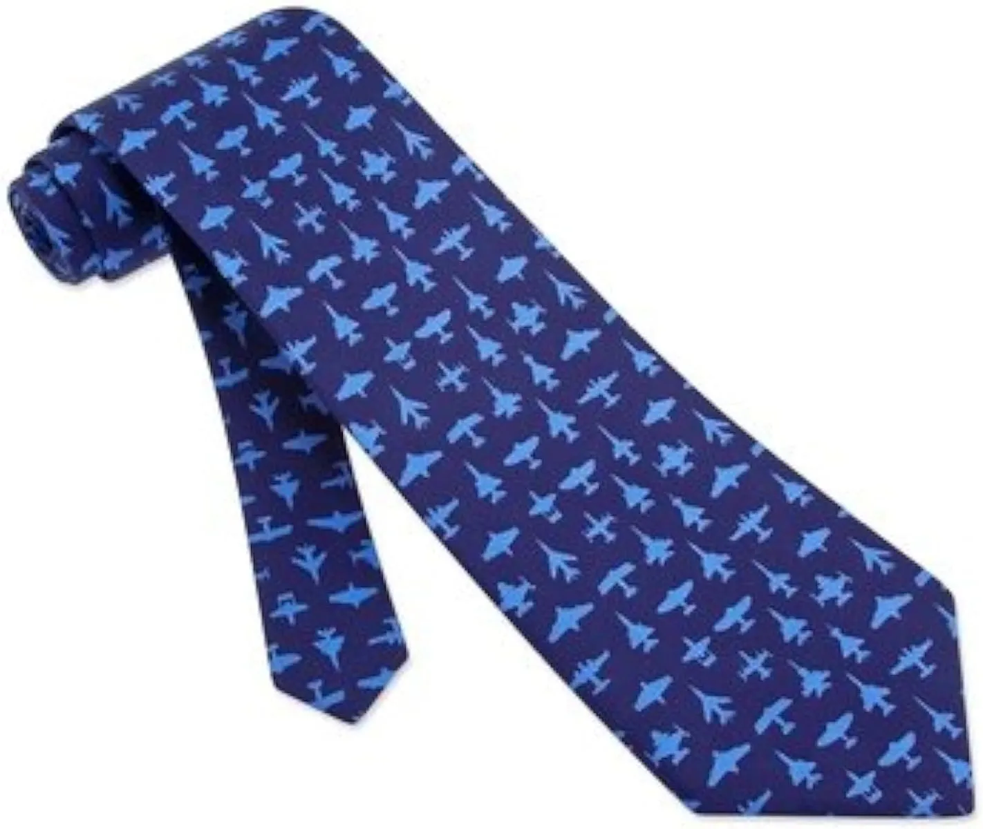 Men's Blue Aviation Aviator Airplanes & Jets 100% Silk Necktie Tie Neckwear