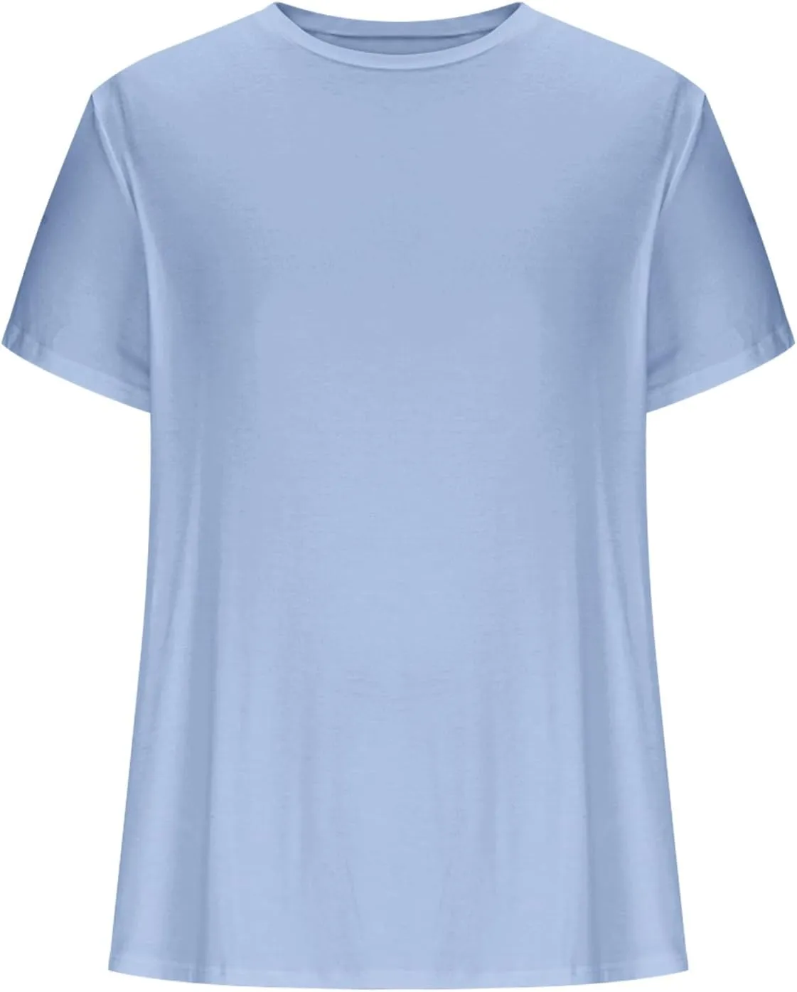 Men's Casual Fashion Solid Color Round Neck Short Sleeve Shirt Summer Ventilate Comfy Loose Tops Sports Gym Tees