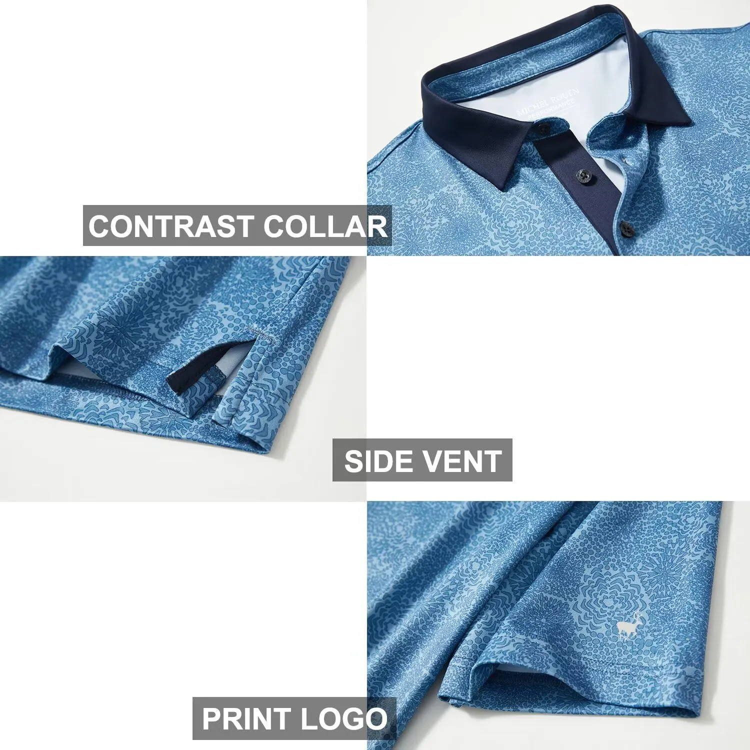 Mens Golf Shirts Short Sleeve Moisture Wicking Dry Fit Print Performance Athletic Casual Golf Polo Shirts for Men