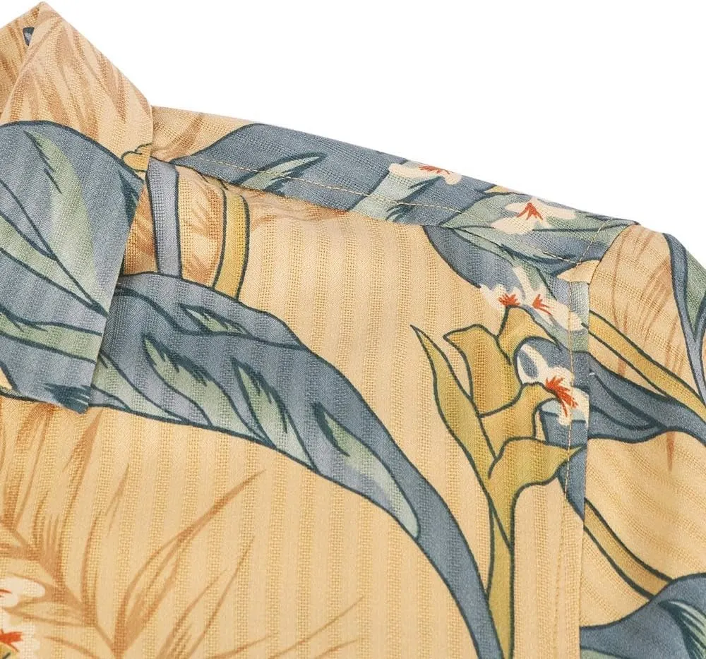 Mens Hawaiian Shirts Silk Short Sleeve Printed Beach Shirt Relaxed Fit Summer Tropical Shirts