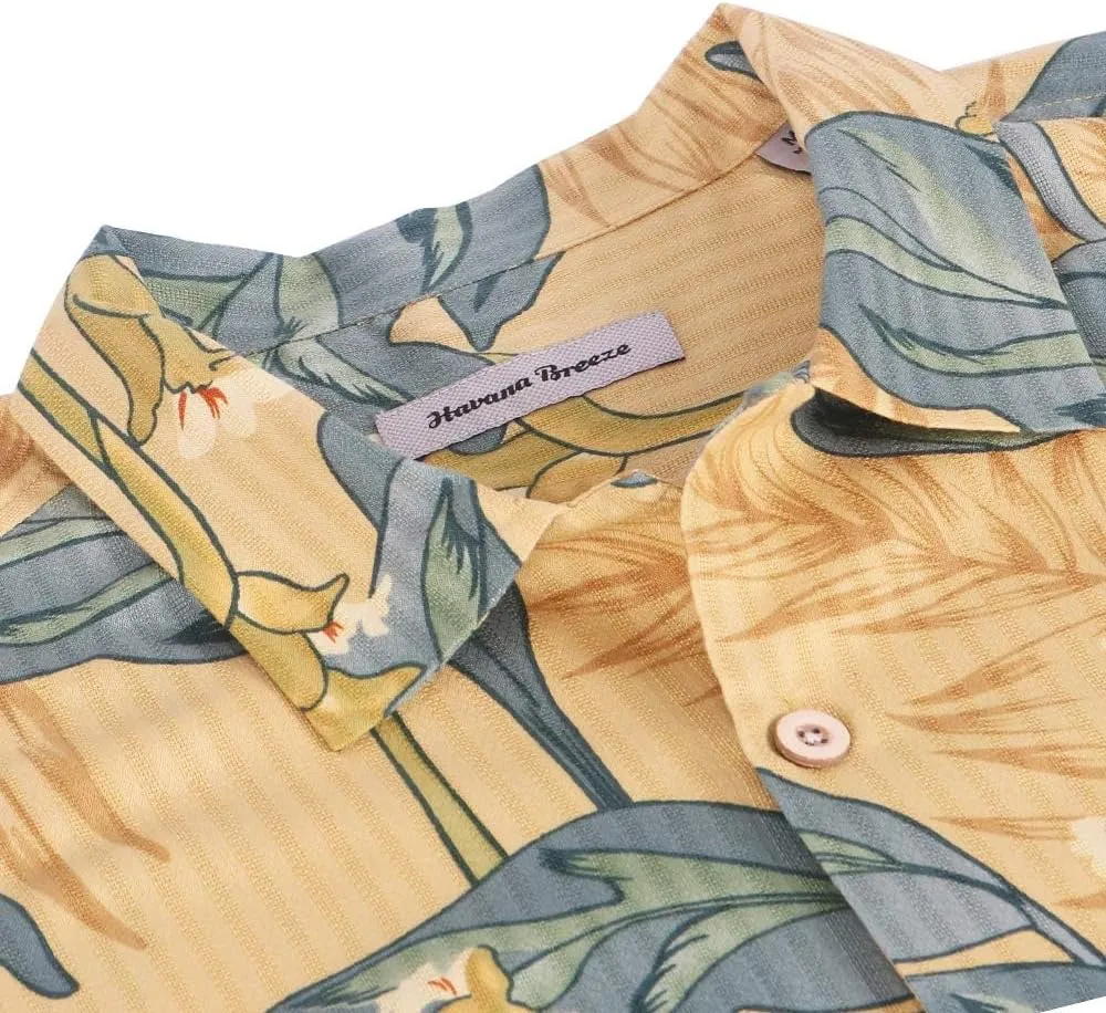 Mens Hawaiian Shirts Silk Short Sleeve Printed Beach Shirt Relaxed Fit Summer Tropical Shirts