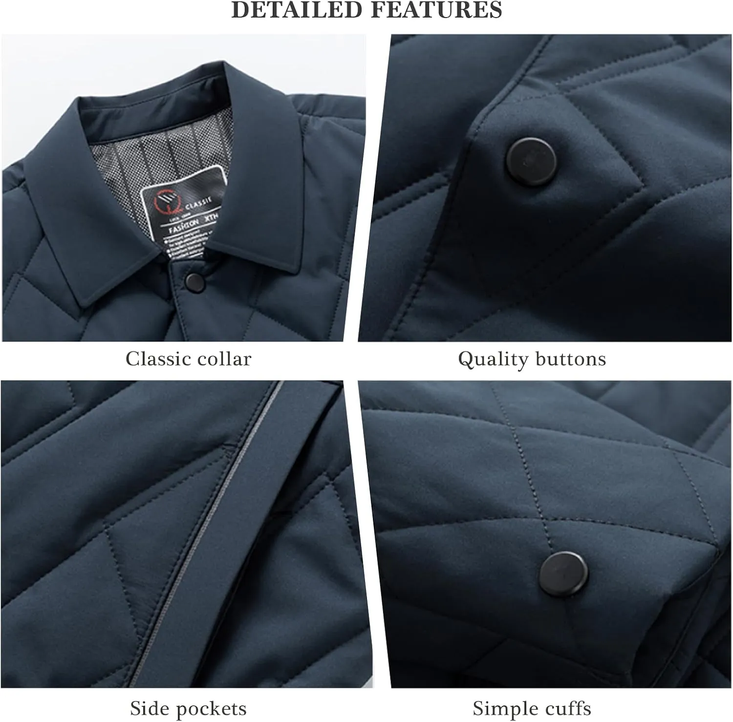 Mens Jacket Lightweight Spring Fall Warm Coat Business Casual windbreaker Jacket Quilted jackets for Men