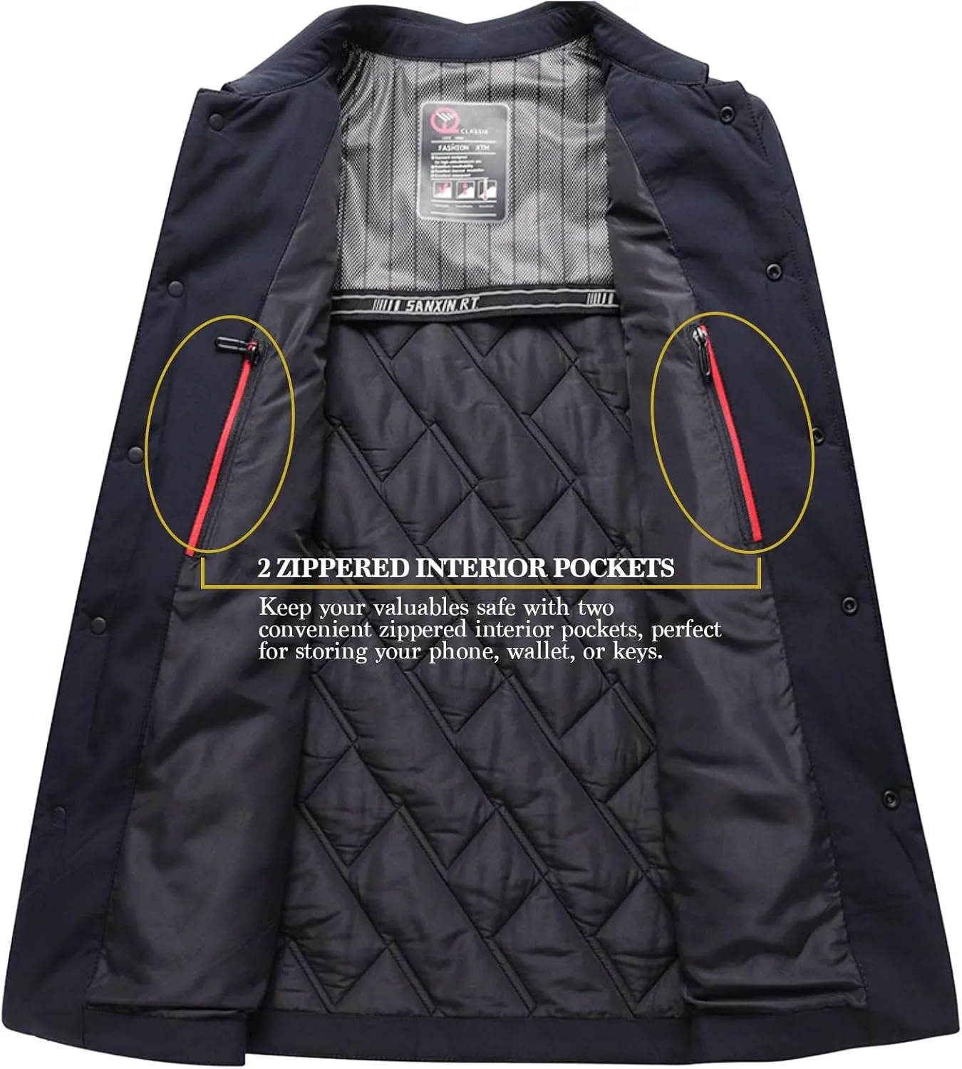 Mens Jacket Lightweight Spring Fall Warm Coat Business Casual windbreaker Jacket Quilted jackets for Men