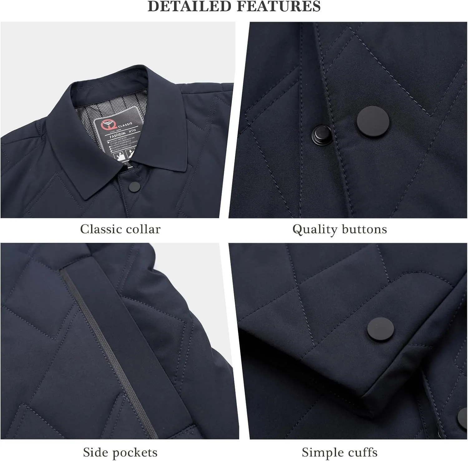 Mens Jacket Lightweight Spring Fall Warm Coat Business Casual windbreaker Jacket Quilted jackets for Men