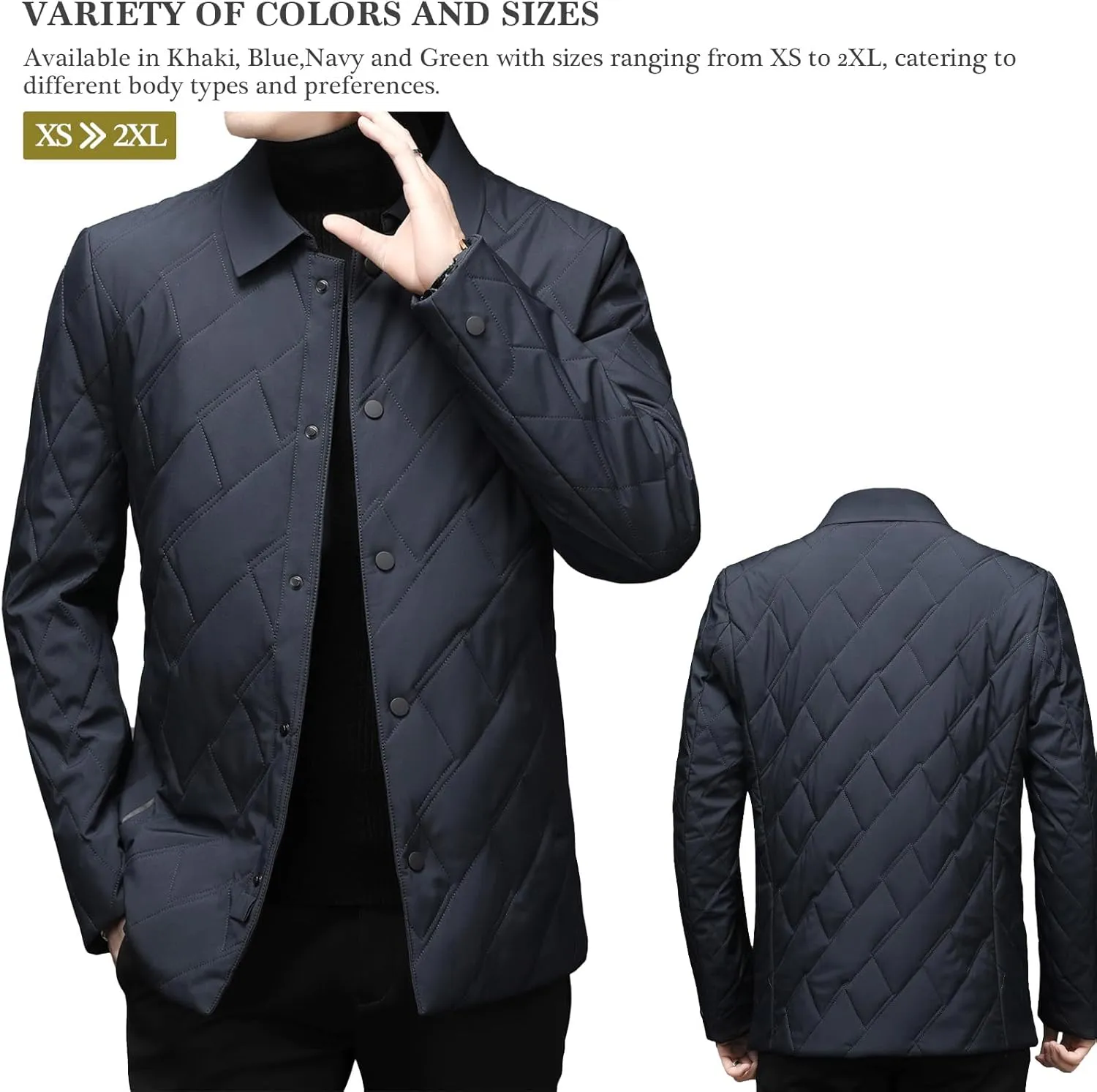 Mens Jacket Lightweight Spring Fall Warm Coat Business Casual windbreaker Jacket Quilted jackets for Men