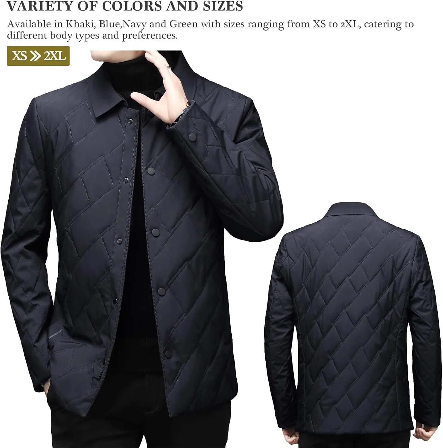 Mens Jacket Lightweight Spring Fall Warm Coat Business Casual windbreaker Jacket Quilted jackets for Men