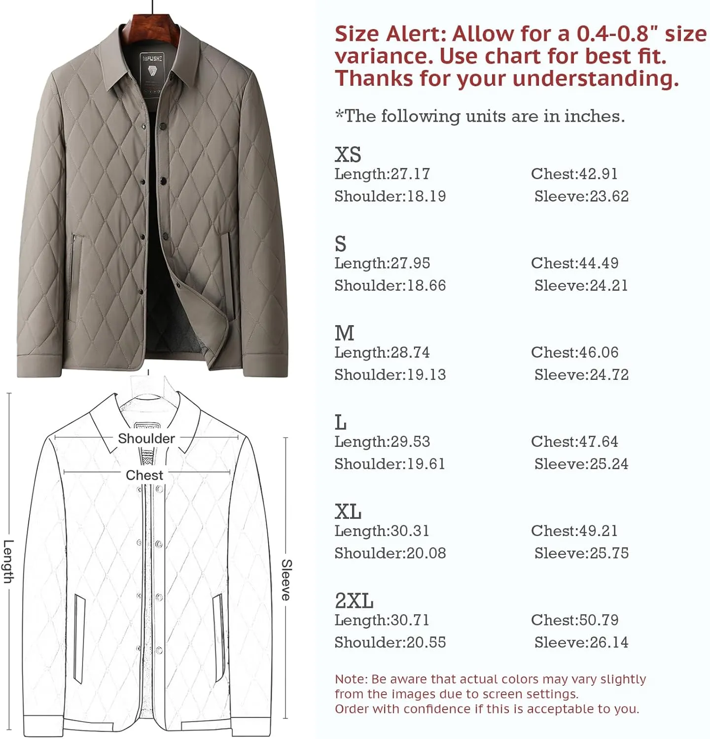 Mens Jacket Lightweight Spring Fall Warm Coat Business Casual windbreaker Jacket Quilted jackets for Men