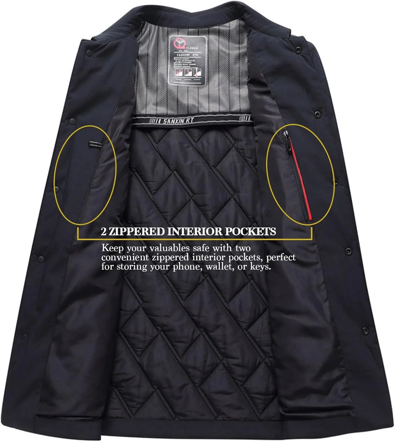 Mens Jacket Lightweight Spring Fall Warm Coat Business Casual windbreaker Jacket Quilted jackets for Men