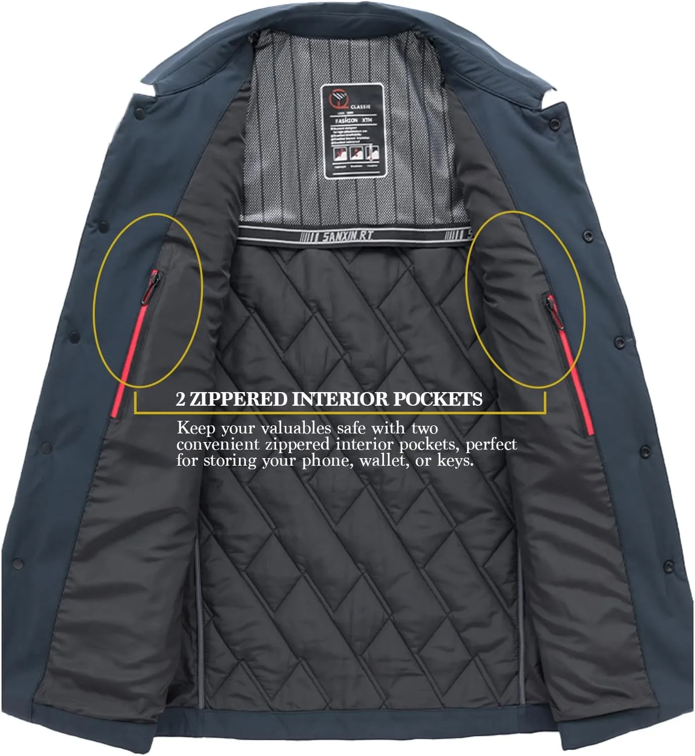 Mens Jacket Lightweight Spring Fall Warm Coat Business Casual windbreaker Jacket Quilted jackets for Men