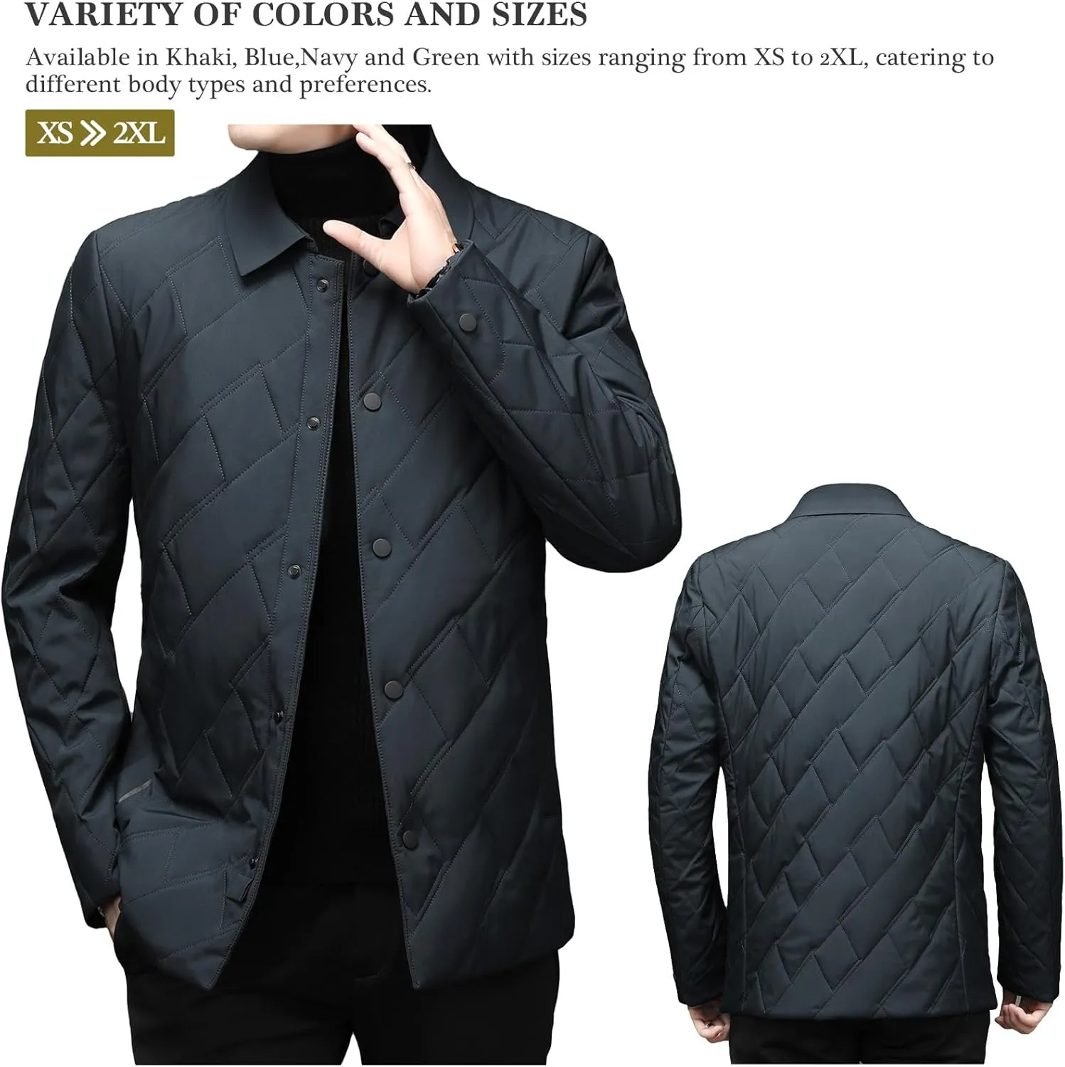 Mens Jacket Lightweight Spring Fall Warm Coat Business Casual windbreaker Jacket Quilted jackets for Men