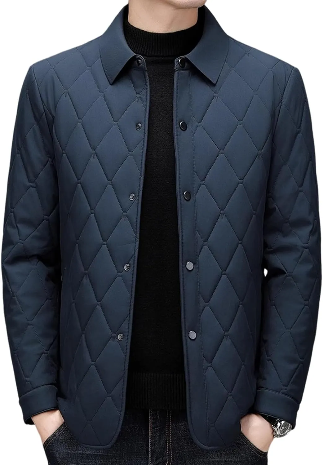 Mens Jacket Lightweight Spring Fall Warm Coat Business Casual windbreaker Jacket Quilted jackets for Men