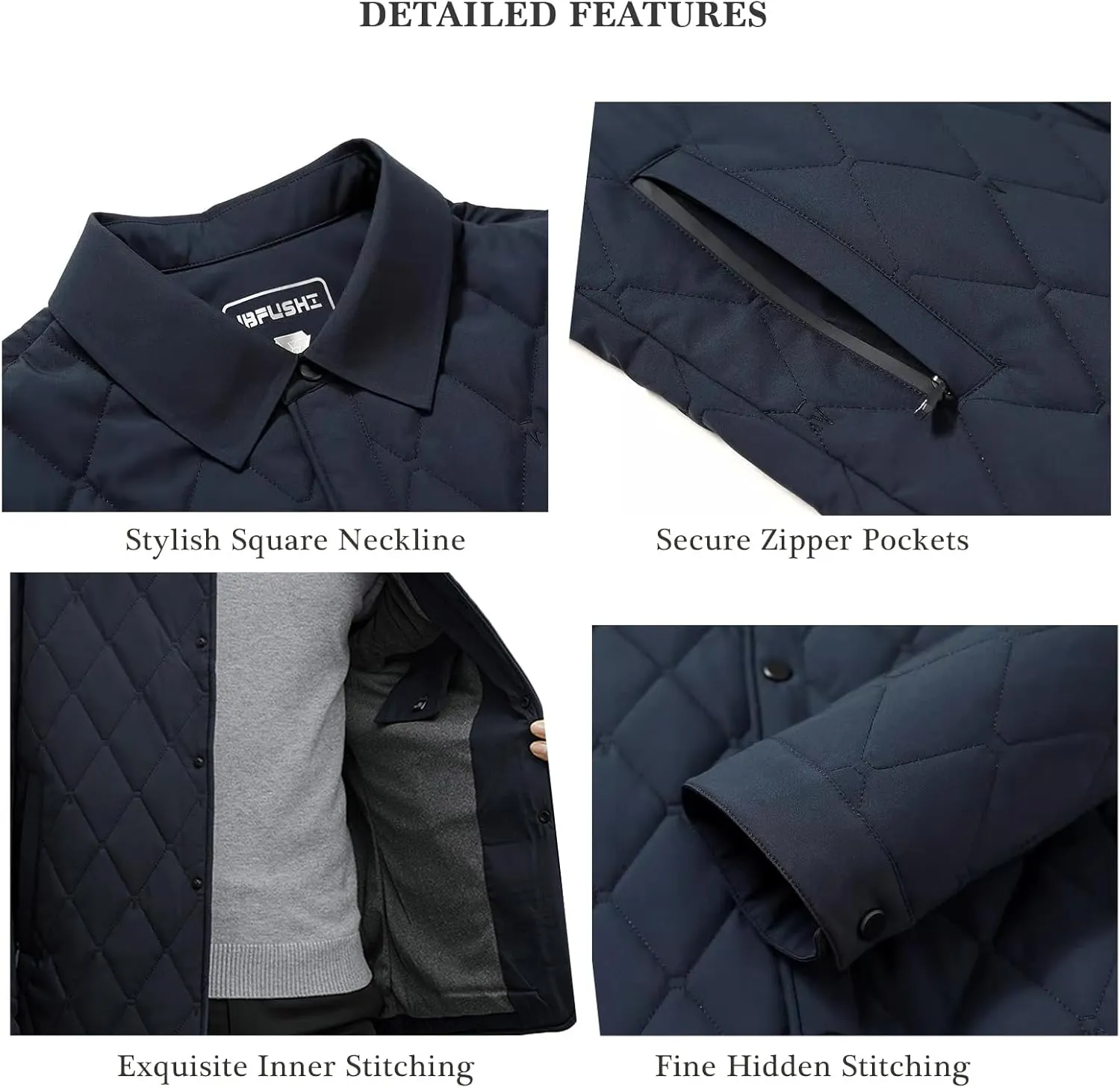 Mens Jacket Lightweight Spring Fall Warm Coat Business Casual windbreaker Jacket Quilted jackets for Men