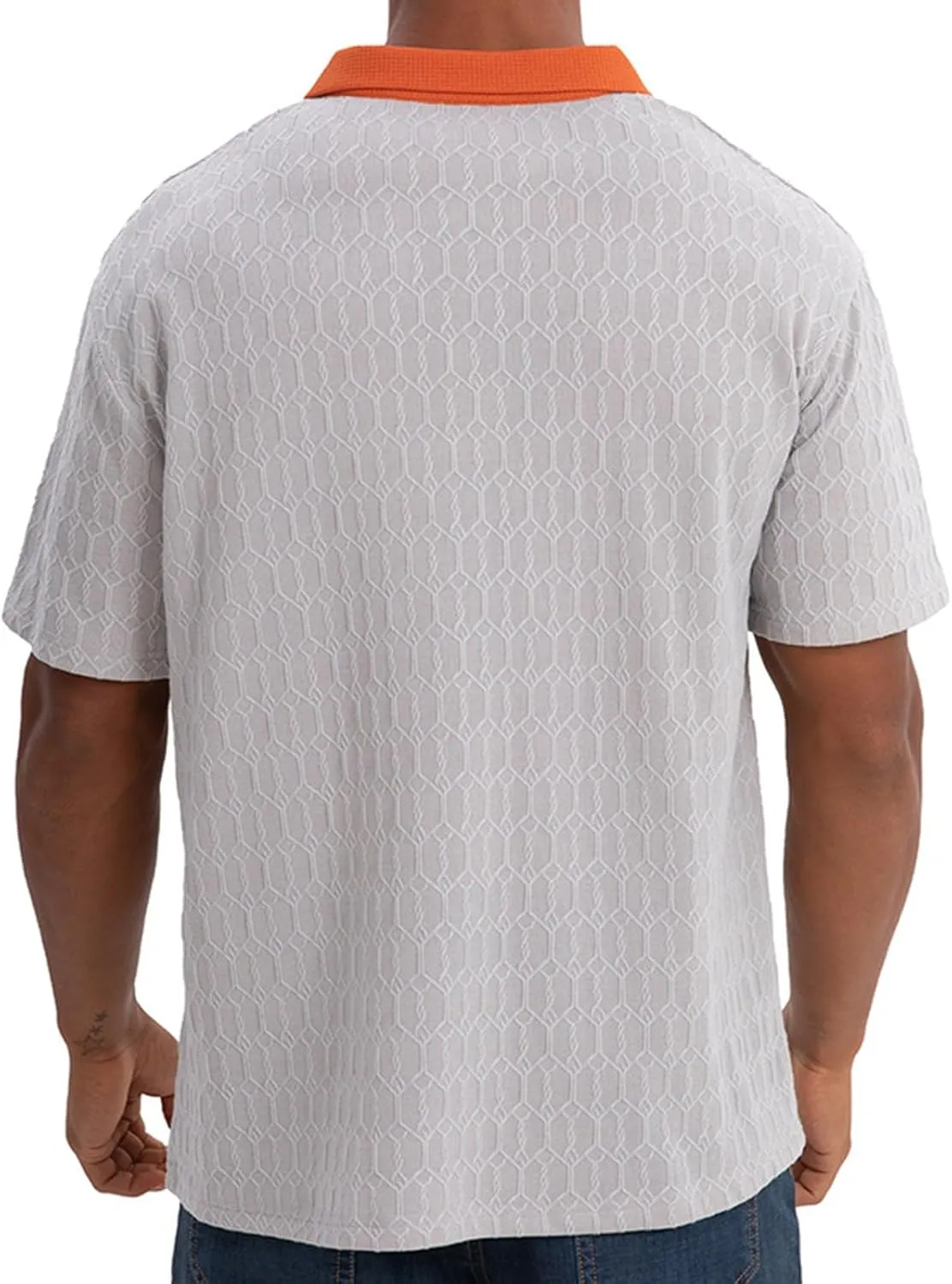 Mens Polo Shirts Trendy Texture Dry Fit Short Sleeve Sports Tactical T-Shirt Moisture Wicking Athletic Golf Shirt