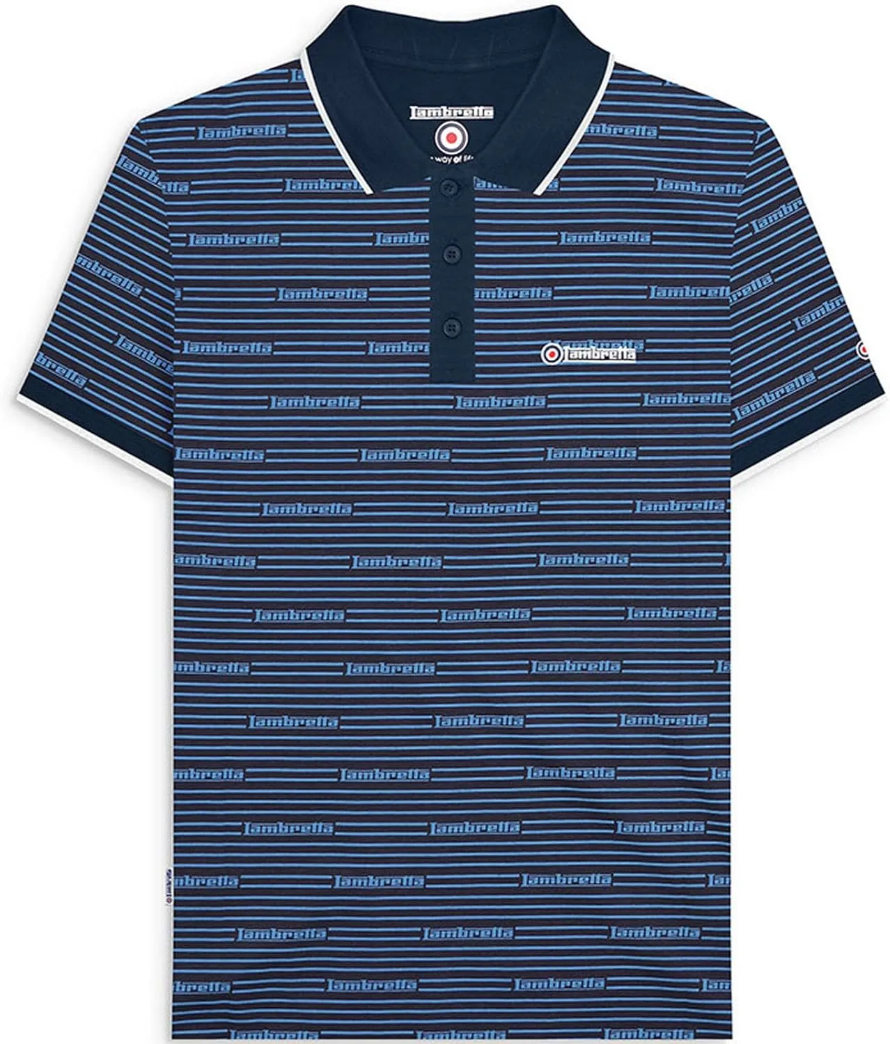 Mens Repeat Logo Short Sleeve Cotton All Over Print Polo Shirt Top