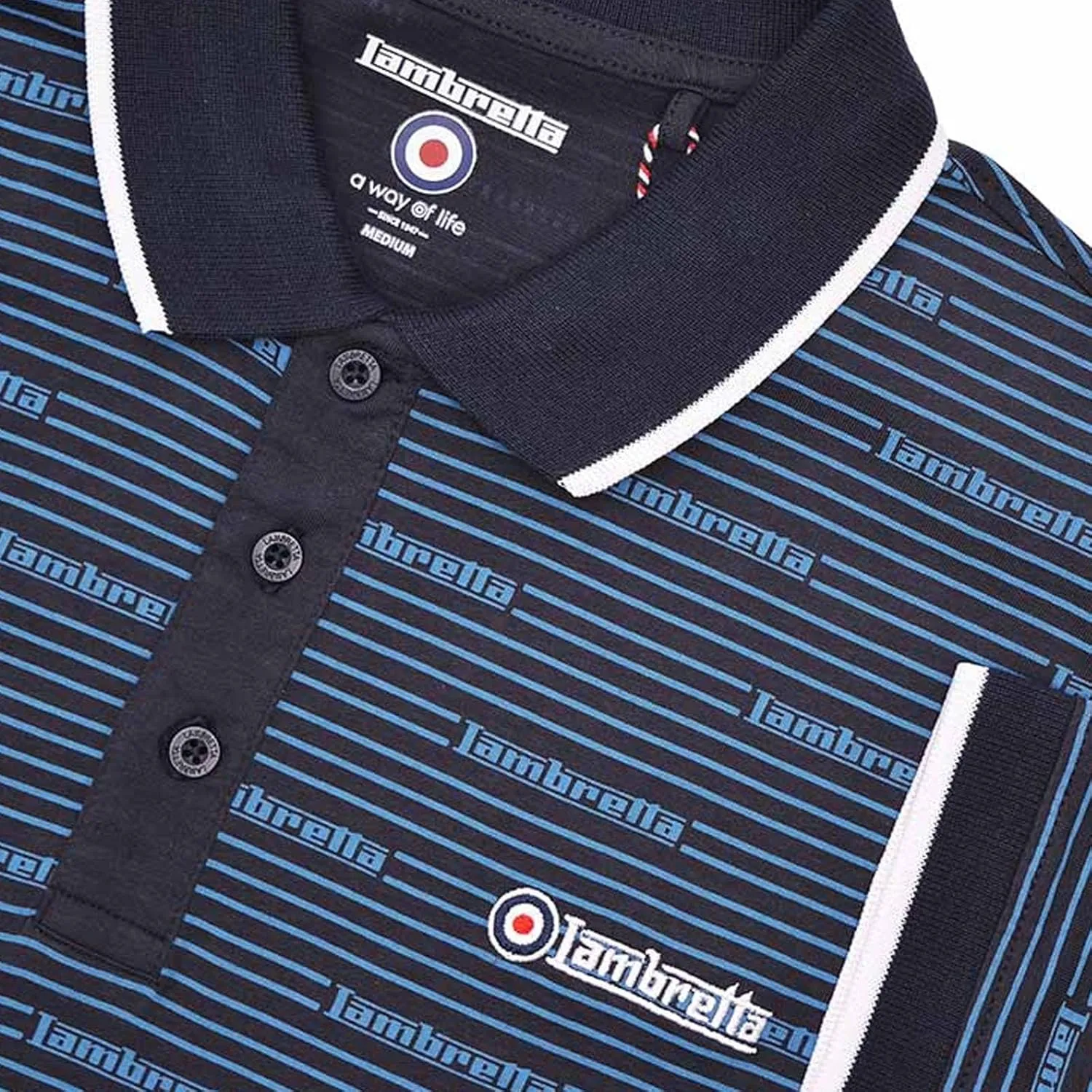 Mens Repeat Logo Short Sleeve Cotton All Over Print Polo Shirt Top