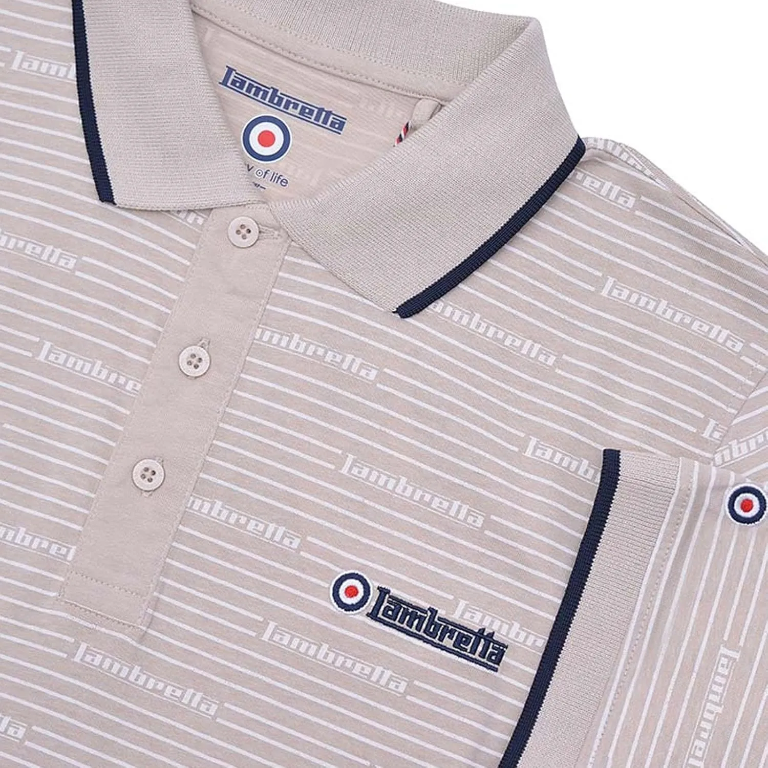 Mens Repeat Logo Short Sleeve Cotton All Over Print Polo Shirt Top