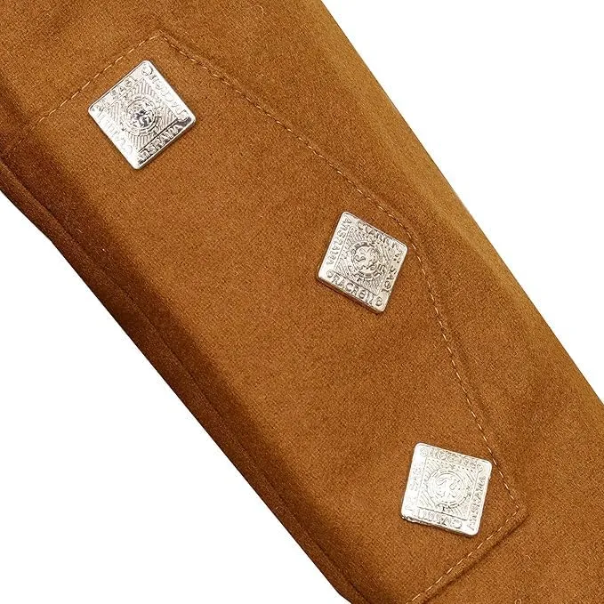 Men's Scottish Argyle Kilt Jacket & 5-Button Waistcoat – Brown Serge Wool Traditional Formal Wear for Weddings & Events